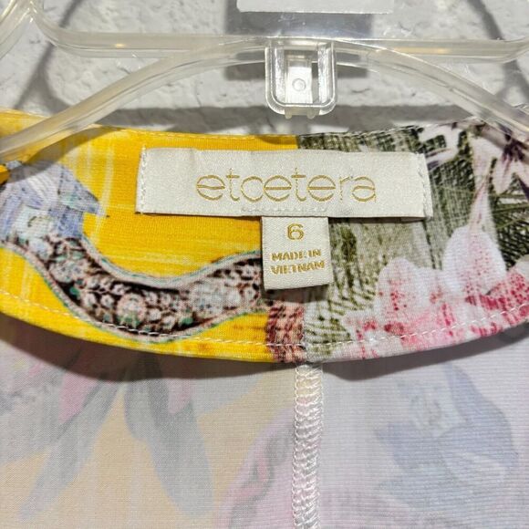 Etcetera Women's Maxi Dress 6 Multicolor Floral Surplice Neck Lined Short Sleeve - Picture 3 of 6